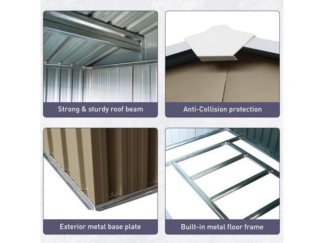 8ft x 6ft Outdoor Metal Storage Shed with Window Grey(W540S00016)