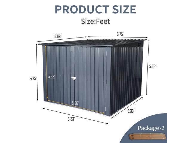 Outdoor Steel Storage Shed For Bicycle with Slope Roof and 4 Bike Tracks, black