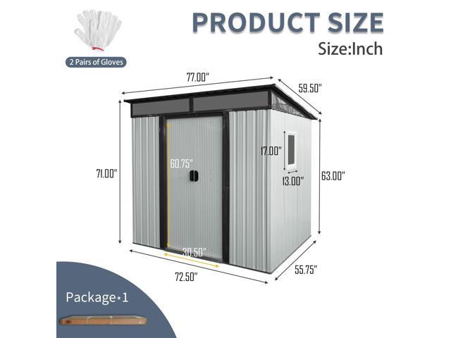 6ft x 5ft Outdoor Metal Storage Shed with Window and Transparent plate for Garden, Lawn (White and Black)