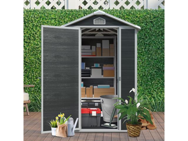 4 ft x 6 ft Outdoor plastic Storage Shed with floor,Black (W540S00042)