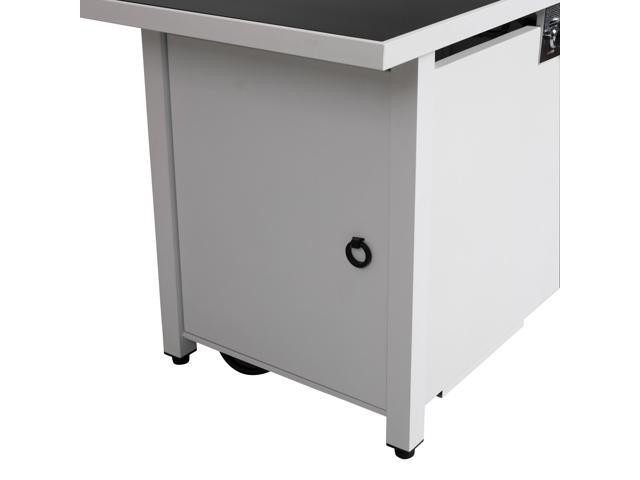 25 H x 42 W Steel Outdoor Fire Pit Table with Lid