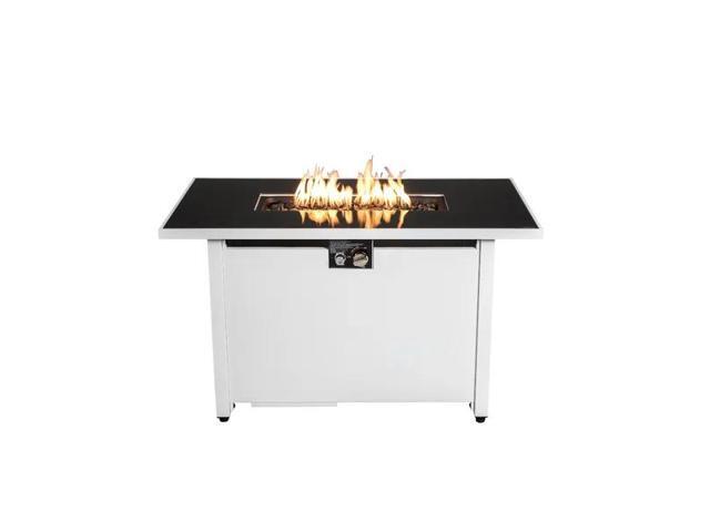 43' Rectangular Fire Pit with Smoked Glass and Metal Frame