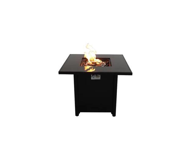 30' Powder-Coated Metal Fire Pit with Smoked Glass Lid