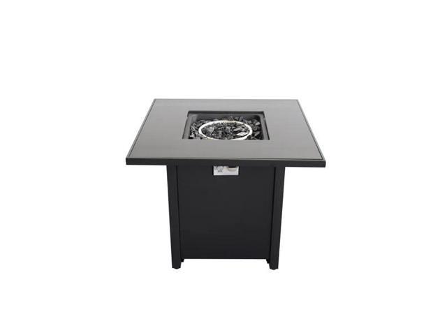 30' Powder-Coated Metal Fire Pit with Smoked Glass Lid