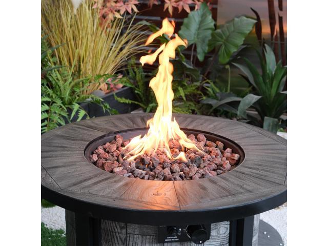 Outdoor Propane Fire Pit, Square Stonecrest Gas Fire Pit for Outside Patio, Concrete Propane Fire Table 50,000 BTU Gas Fire Pit w Lava Rocks,...