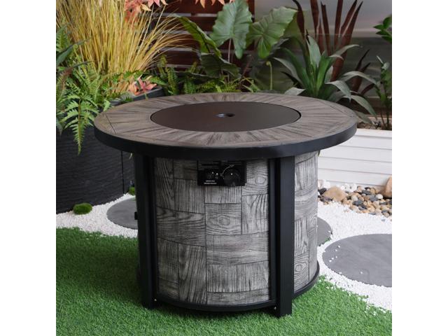Outdoor Propane Fire Pit, Square Stonecrest Gas Fire Pit for Outside Patio, Concrete Propane Fire Table 50,000 BTU Gas Fire Pit w Lava Rocks,...
