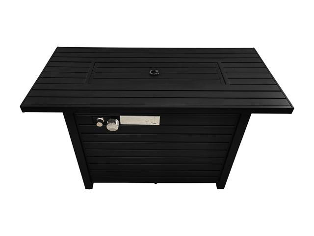 25' H x 42' W Steel Outdoor Fire Pit Table with Lid (Black)