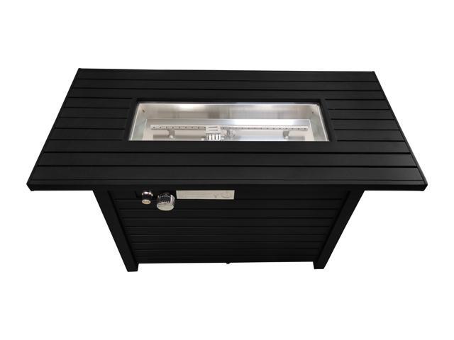 25' H x 42' W Steel Outdoor Fire Pit Table with Lid (Black)