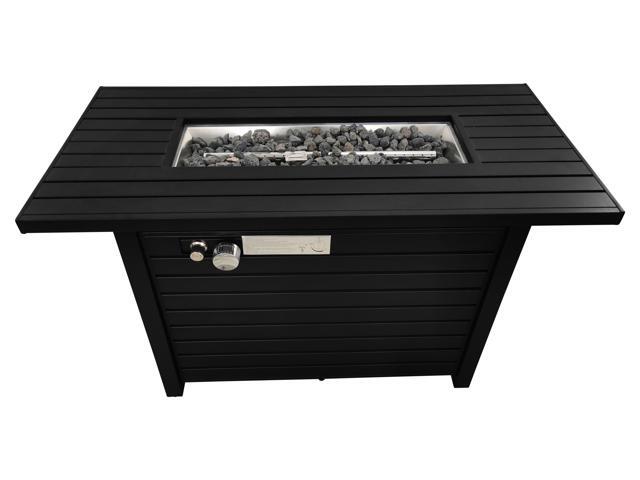 25' H x 42' W Steel Outdoor Fire Pit Table with Lid (Black)
