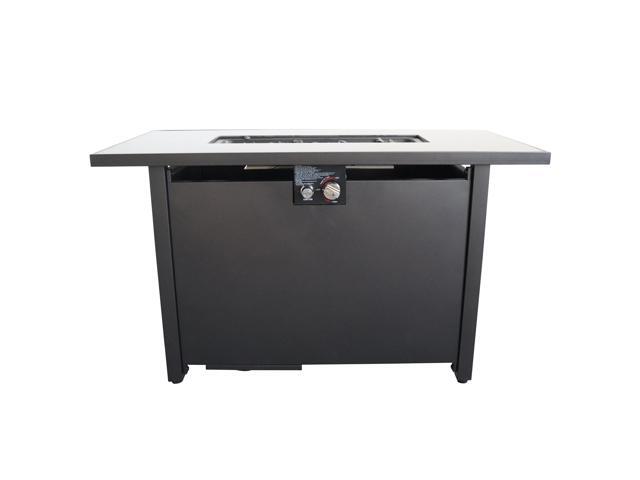 25'' H x 42'' W Steel Outdoor Fire Pit Table with Lid (Black)