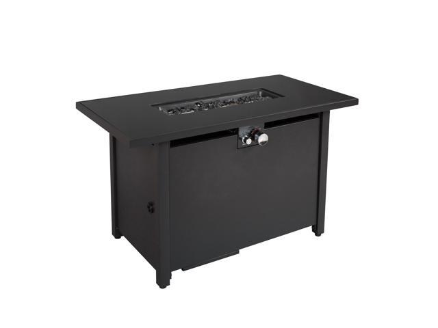 25'' H x 42'' W Steel Outdoor Fire Pit Table with Lid (Black)