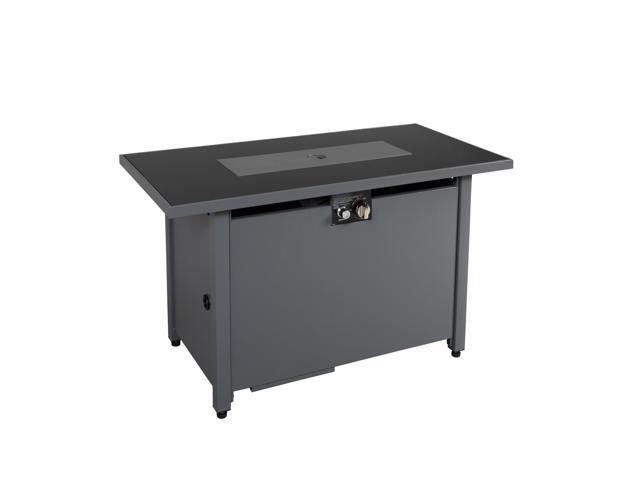 25'' H x 42'' W Steel Outdoor Fire Pit Table with Lid (Black)