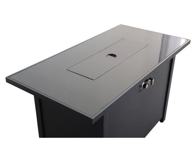 43' Smoked Glass Metal Rectangle Fire Pit (Black)