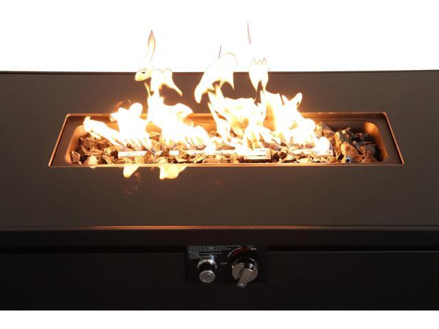 43' Smoked Glass Metal Rectangle Fire Pit (Black)