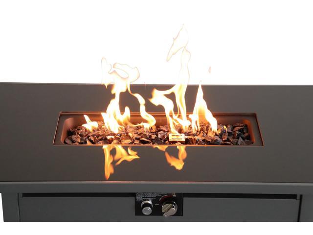 43' Smoked Glass Metal Rectangle Fire Pit