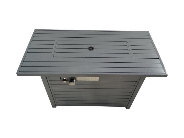 11'' H x 42'' L Steel Propane Outdoor Fire Pit Table with Lid