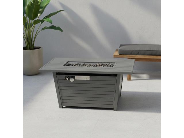 11'' H x 42'' L Steel Propane Outdoor Fire Pit Table with Lid