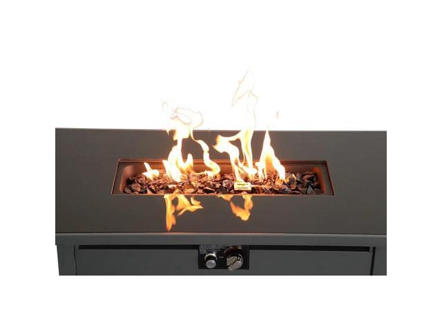 42' Smoked Glass Metal Rectangle Fire Pit (Black)
