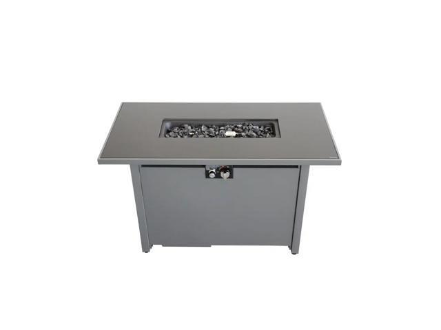42' Smoked Glass Metal Rectangle Fire Pit (Black)