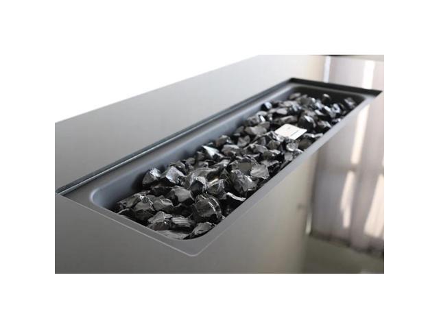 42' Smoked Glass Metal Rectangle Fire Pit (Black)