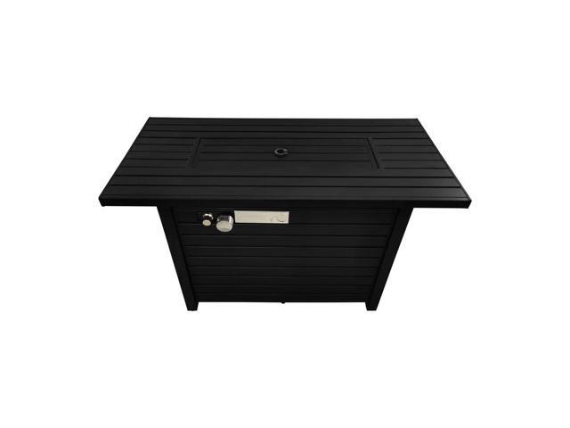 25' H x 42' W Steel Outdoor Fire Pit Table with Lid (Black)