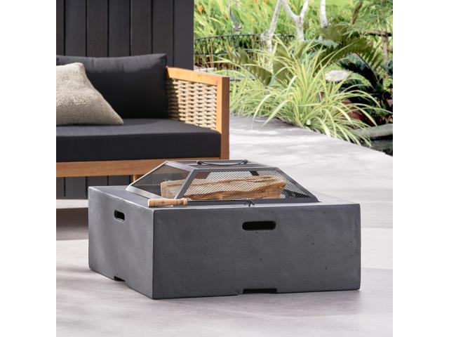 Outdoor 29' Square MgO Wood- Burning Fire Pit, Dark Gray