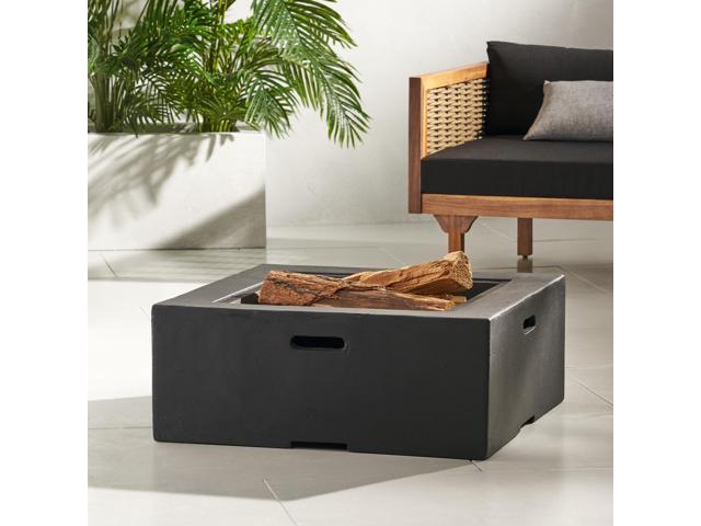 Outdoor 29' Square MgO Wood- Burning Fire Pit, Dark Gray