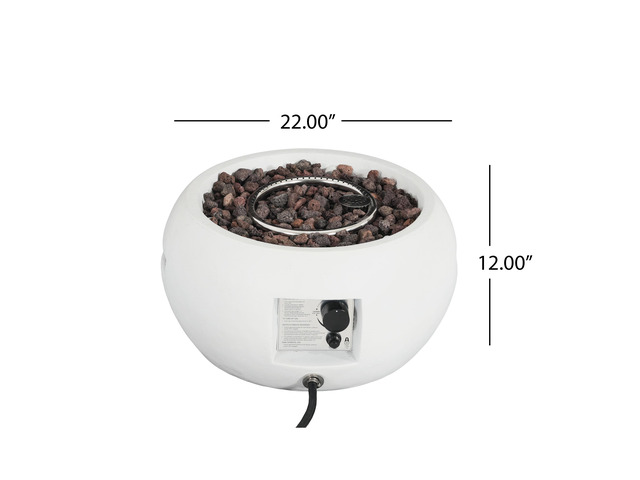 Patio MGO Propane Fire Pit, 40, 000BTU, White (Tank Cover Not Provided)