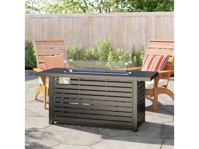 24' Steel Propane Fire Pit Table with Cover
