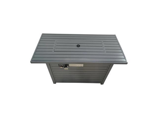 Outdoor 24' Gas Fire Pit Table with Lid Durable Steel Construction