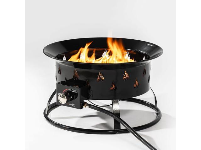 19' Propane Gas Fire Pit, 50000 BTU Round Steel Fire Pit for Outside Patio Deck Garden Backyard-Black