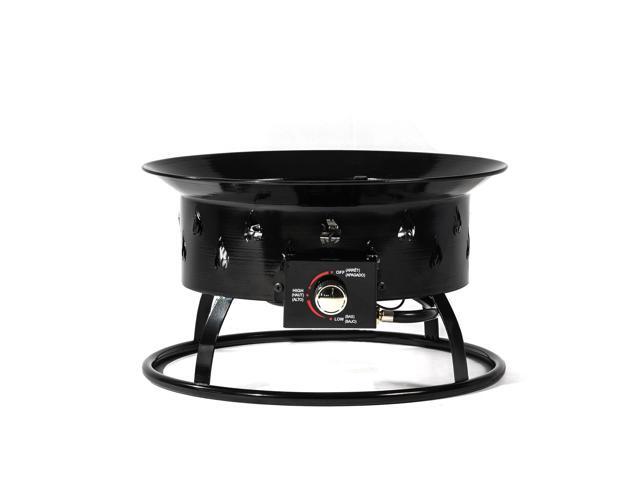 19' Propane Gas Fire Pit, 50000 BTU Round Steel Fire Pit for Outside Patio Deck Garden Backyard-Black