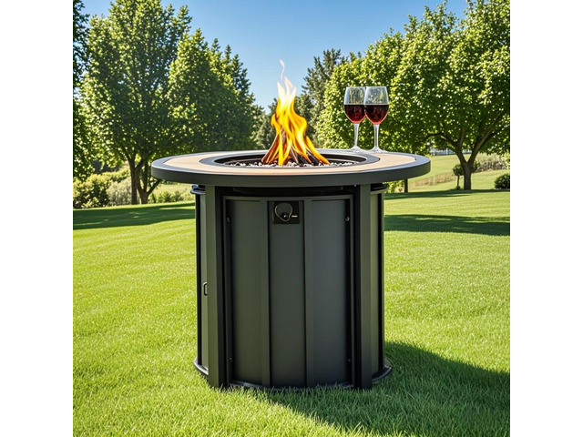 30' Propane Gas Fire Pit Table, 50000 BTU Round Steel Fire Pit with Mosaic Ceramic Tabletop for Outside Patio Deck Garden Backyard- Black