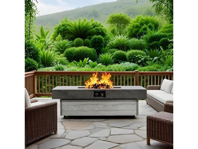 Outdoor Firepit Table, 48 x 24 Inch Rectangle Fire Pit Table, 50000 BTU Propane Fire Pits Table for Patio Set, two height options