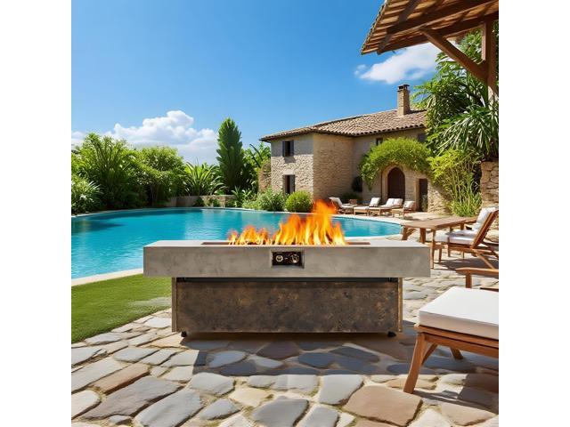 Tabletop Propane Fire Pits, 55 x 23 in, 50,000 BTU outdoor firepit table, Suitable for Outdoor, Patio, Balcony, three height options