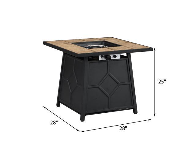 Fire Pit Table, 28-inch Square 40,000 BTU Auto-Ignition Propane Gas Firepit with Waterproof Cover