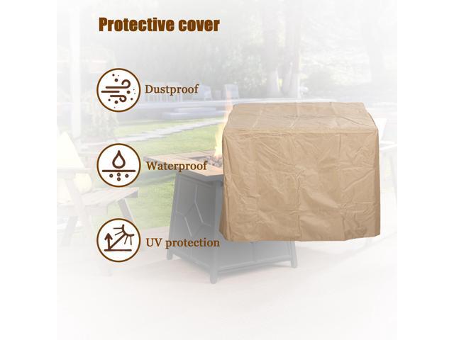 Fire Pit Table, 28-inch Square 40,000 BTU Auto-Ignition Propane Gas Firepit with Waterproof Cover