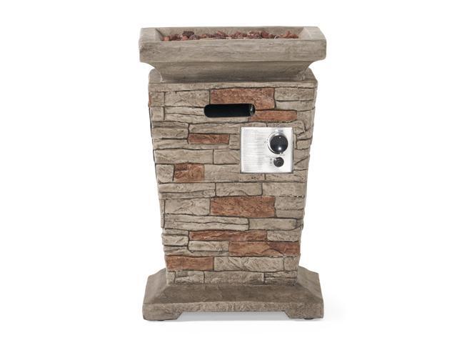 Outdoor 19.50' MGO Fire Column - 40,000 BTU, Natural Stone (Tank Inside)