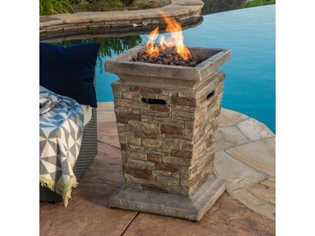 Outdoor 19.50' MGO Fire Column - 40,000 BTU, Natural Stone (Tank Inside)