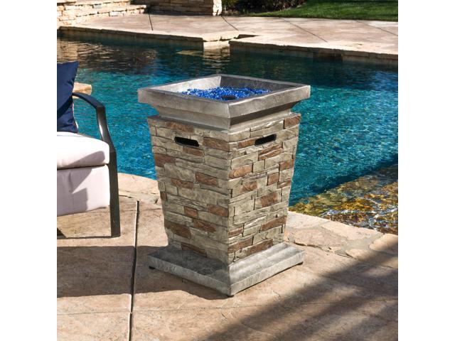 Outdoor 19.50' MGO Fire Column - 40,000 BTU, Natural Stone (Tank Inside)