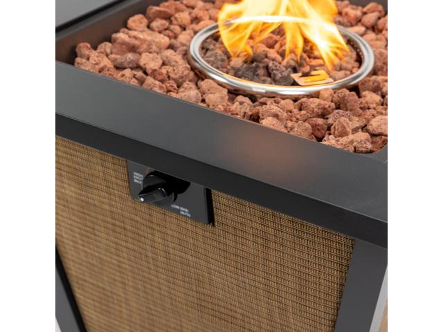 28' Propane Gas Fire Pit Table, 50000 BTU Square Steel Fire Pit for Outside Patio Deck Garden Courtyard -Brown