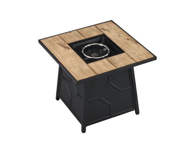 Fire Pit Table, 28-inch Square 40,000 BTU Auto-Ignition Propane Gas Firepit with Waterproof Cover