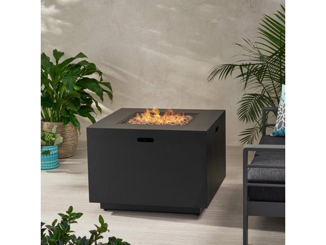 Outdoor Patio Propane Fire Pit 24'' H x 33'' W Square Iron Gas-burning Fire Pit - 50,000 BTU, Tank in side, Dark Grey