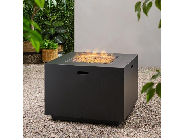 Outdoor Patio Propane Fire Pit 24'' H x 33'' W Square Iron Gas-burning Fire Pit - 50,000 BTU, Tank in side, Dark Grey