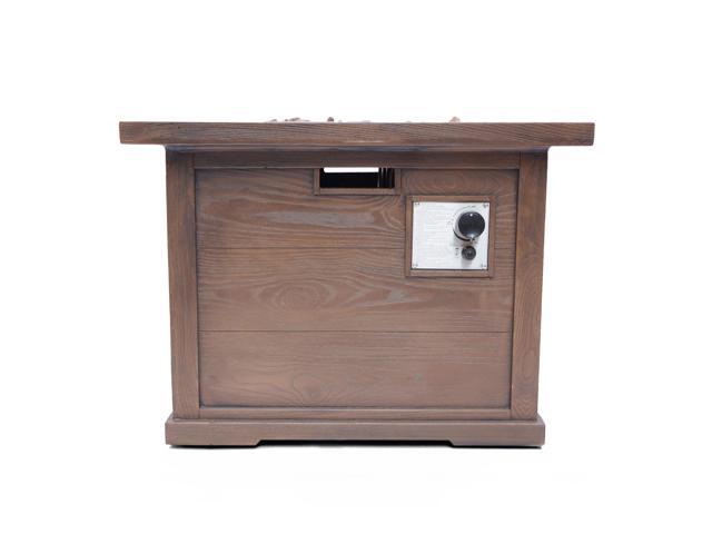 Outdoor Patio 24'' H x 32'' W Square Gas Burning MgO Fire Pit (Tank Inside), Brown with Wood Pattern - 40,000 BTU
