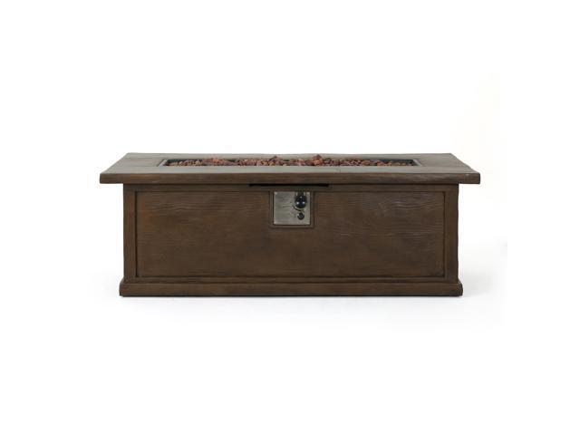 56'' Rectangular Outdoor MGO 50,000 BTU Propane Fire Pit, Brown Wood Pattern (Tank Cover not Included)