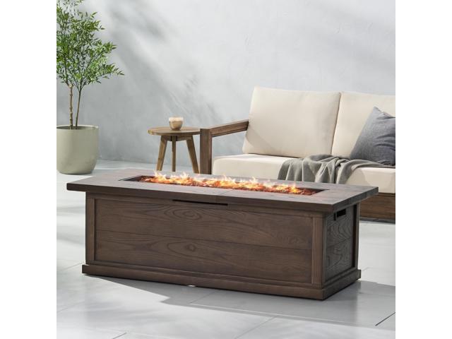 56'' Rectangular Outdoor MGO 50,000 BTU Propane Fire Pit, Brown Wood Pattern (Tank Cover not Included)