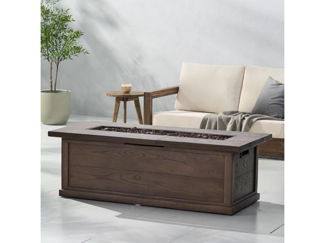 56'' Rectangular Outdoor MGO 50,000 BTU Propane Fire Pit, Brown Wood Pattern (Tank Cover not Included)