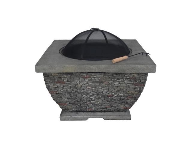 32' MgO Light-Weight Concrete Wood Burning Square Fire Pit, Grey