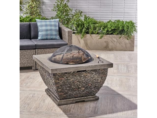 32' MgO Light-Weight Concrete Wood Burning Square Fire Pit, Grey